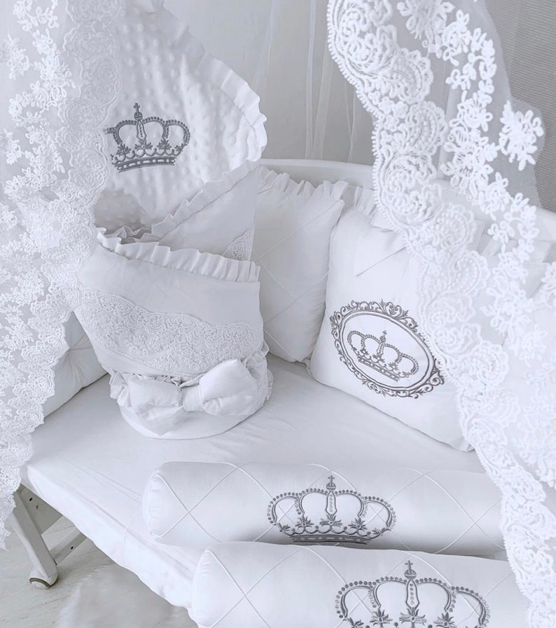 White Crib Bedding Set Neutral Baby Girl Crib Bedding Set Crib Etsy