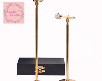 Personalized collectible miniature gold plated microphone , dollhouse miniature microphone, band gift , microphone miniature