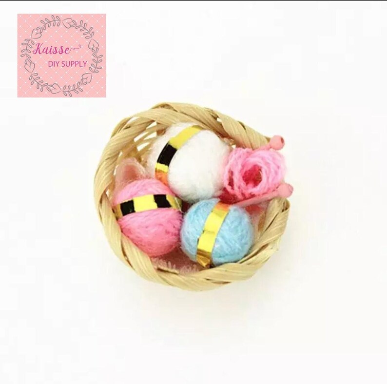 1:12 dollhouse woven wool basket miniature woven wool basket dollhouse decoration