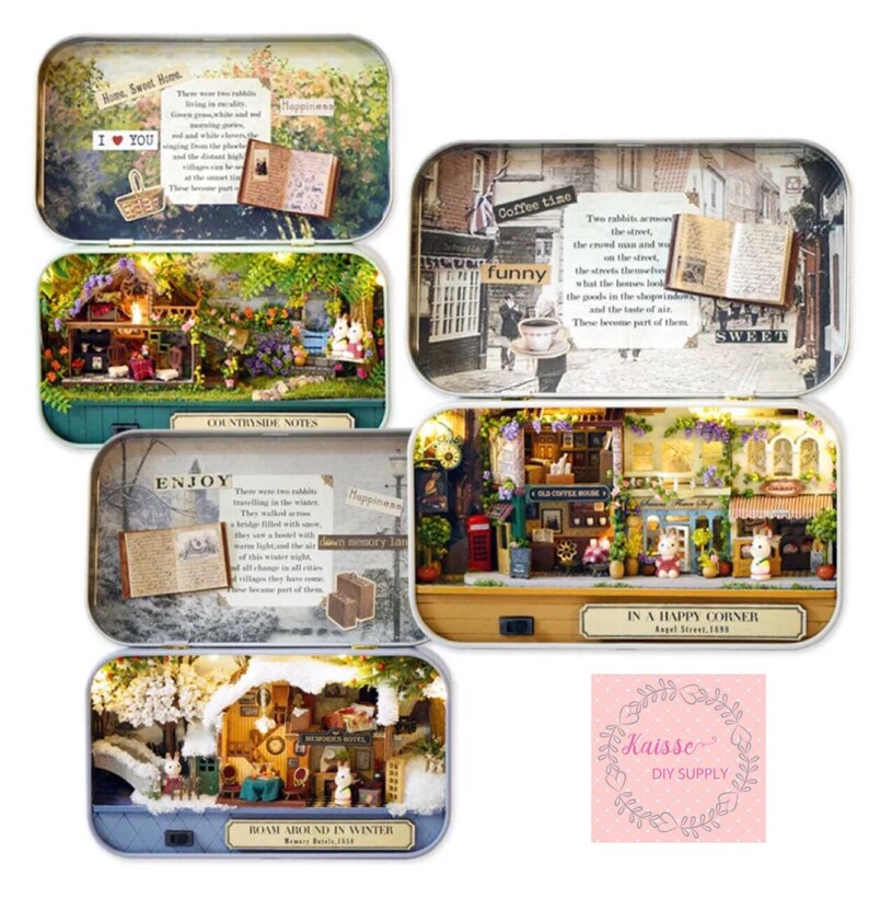 Dollhouse DIY kit, DIY handcraft miniature , box theatre with light countryside, snowdream - 6 styles to choose from 