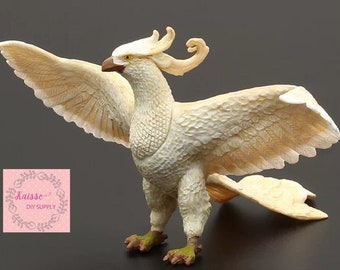 Fairy garden white phoenix miniature , Phoenix miniature, bird figurine, garden decoration , garden accessories