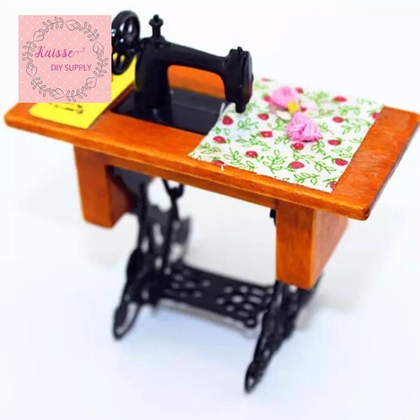 1:12 doll Dollhouse mini furniture model scene, dollhouse wooden sewing machine, dollhouse miniature doll decoration