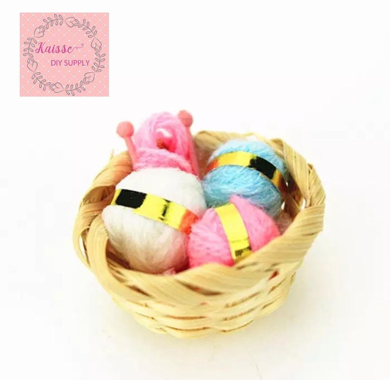 1:12 dollhouse woven wool basket miniature woven wool basket dollhouse decoration