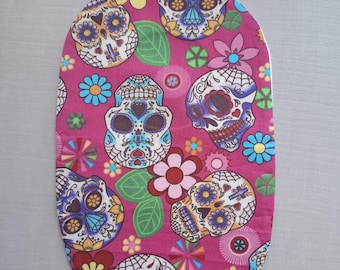 Funky Stoma Bag Covers - 'Pink Skulls' - Ostomy Ileostomy Colostomy Handmade
