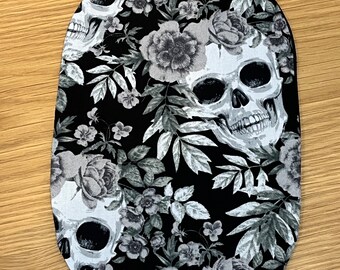 Funky Stoma Bag Covers - Black and White Skulls- Ostomy Ileostomy Colostomy Handmade