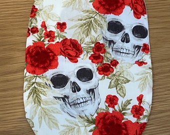 Funky Stoma Bag Covers - Red and White Skulls - Ostomy Ileostomy Colostomy Handmade