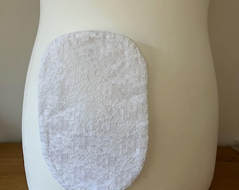 Fundas de encaje blanco para bolsas de estoma, hechas a mano, para ileostomía y colostomía, elegantes y discretas.