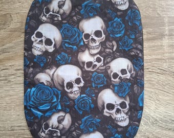 Funky Stoma Bag Covers - 'Blue Roses & Skulls' - Ostomy Ileostomy Colostomy Handmade