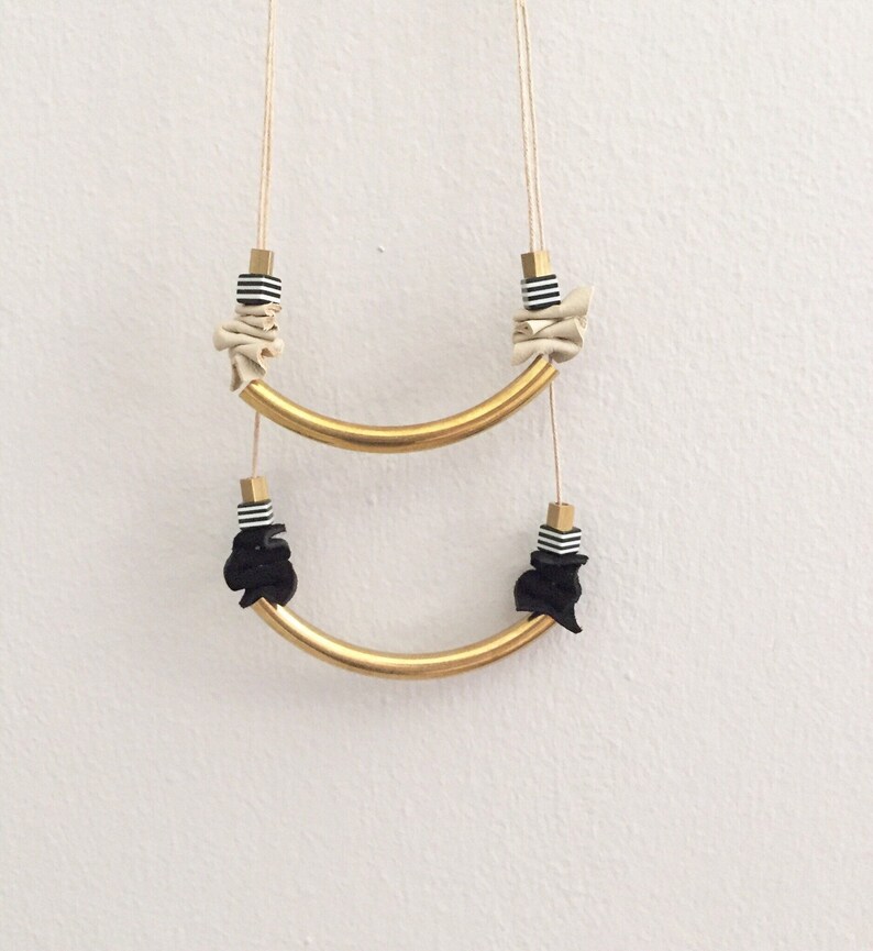 Retro Necklace Shapes Necklace Minimalist Necklace Wave Necklace Girl You/'ll Be A Woman Soon Necklace Leather /& Brass Necklace