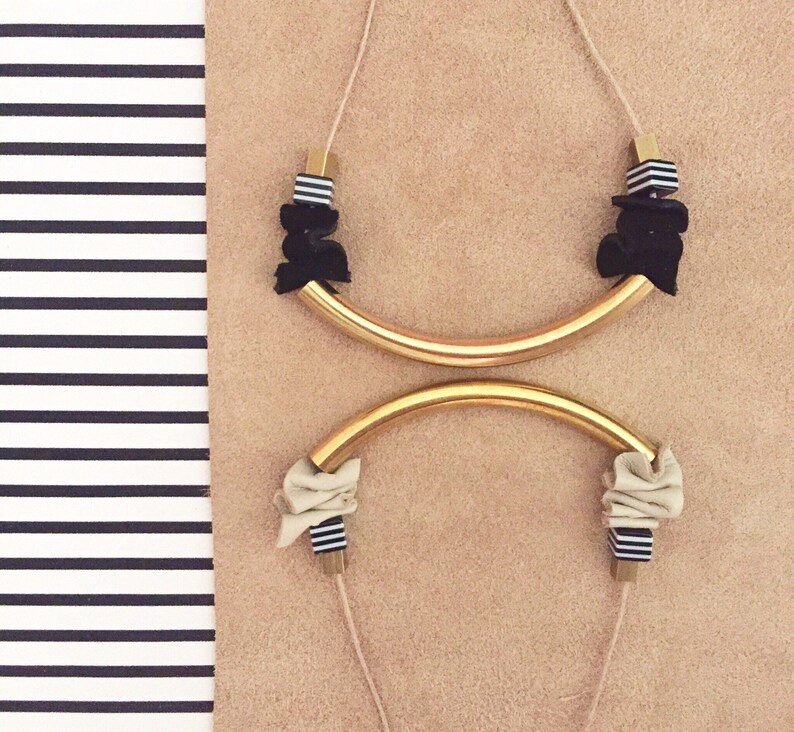 Retro Necklace Shapes Necklace Minimalist Necklace Wave Necklace Girl You/'ll Be A Woman Soon Necklace Leather /& Brass Necklace