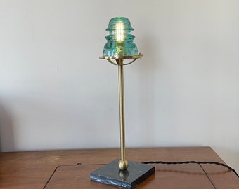 Lampada da scrivania vintage con isolante in vetro, lampada da tavolo personalizzata