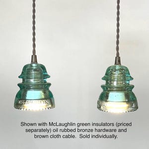 Vintage Glass Insulator Pendant Light, Dimmable LED, Custom Color