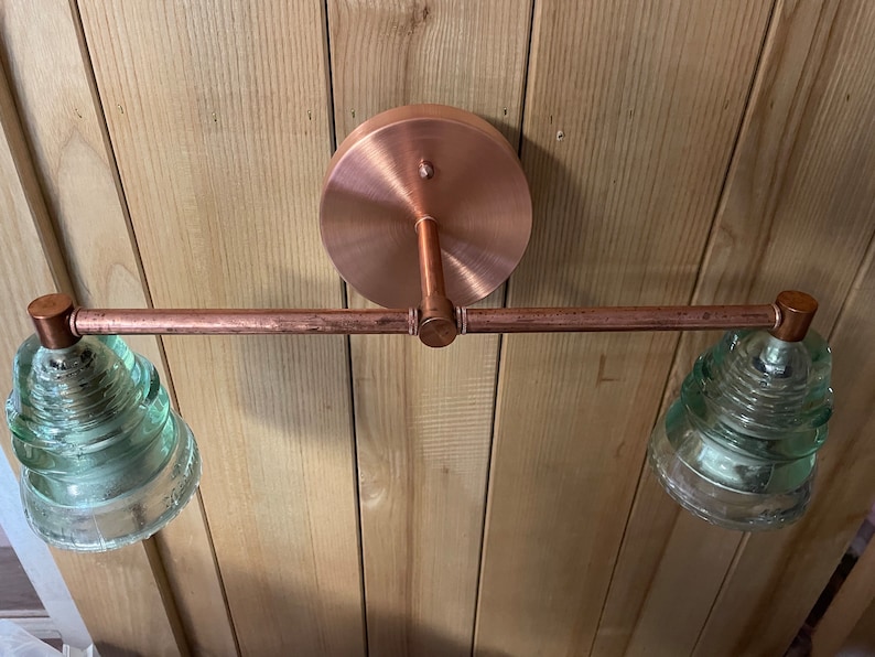 Vanity lights, vintage Glass Insulator bathroom vanity light. image 6