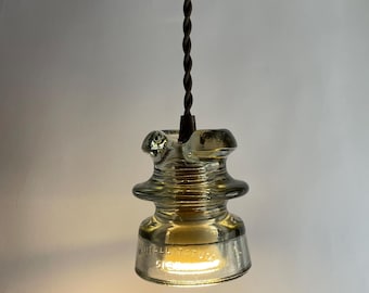 Vintage Glass Insulator Pendant Light, Bar Lighting