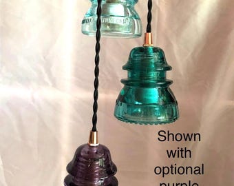 Multiple Vintage Glass Insulator Pendant Light fixture