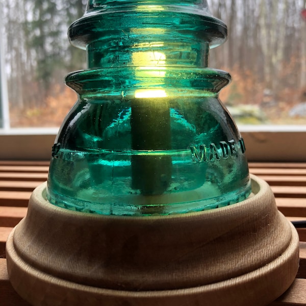 Insulator Glass Nightlight, Vintage Insulator Glass
