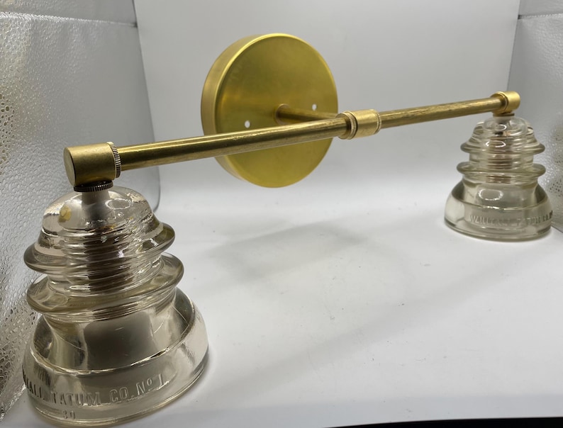 Vanity lights, vintage Glass Insulator bathroom vanity light. image 4