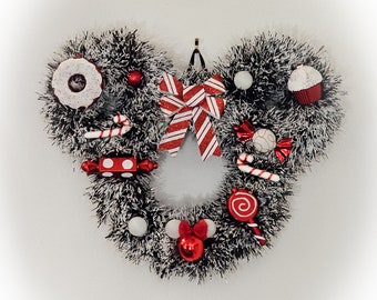 Mickey Mouse Disney Inspired Candy Cane Christmas Wreath