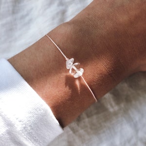 Pulsera de cristal de roca, cristal de roca natural, joyería delicada, pulsera de filigrana, pulsera de la amistad, joyería de cristal de roca, correa de nylon