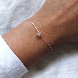 Rose quartz bracelet, natural rose quartz, dainty bracelet, rose quartz, rose quartz jewelry, friendship bracelet, nylon bracelet