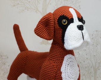 Boxer amigurumi, crochet dog, cuddly dog