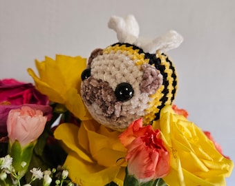 Crochet potato pug bee, pug plushie, bee plush