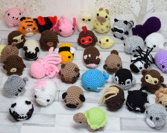 Little tiny cute animal gifts crochet keyring chicks bunnys panda hippo elephant