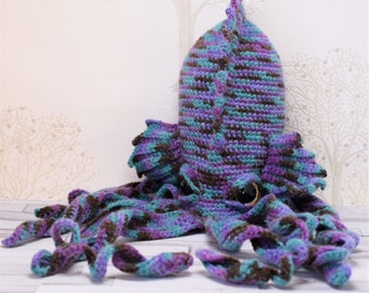 Crochet Kraken, octopus, sea creature, cute plush, amigurumi, octopus plush