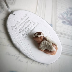 Baby Miscarriage Loss Infant Child Guardian Angel Wings Remembrance Memorial Plaque Heaven Keepsake Ornament Gift Sympathy Bereavement