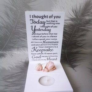 Baby Miscarriage Pregnancy Loss Infant Child Sculpture Candle Tealight Holder Angel Wings Remembrance Memorial Personalised Gift Bereavement