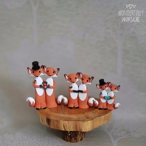 Fox Wedding Cake Topper Red Foxes Animal Handmade Clay Bride Groom Rustic Woodland Forest Sculpture Custom Keepsake Autumn Winter Mini Small