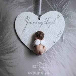 Baby Miscarriage Pregnancy Loss Infant Child Sculpture Heart Angel Wings Remembrance Memorial Personalised Custom Ornament Gift Bereavement