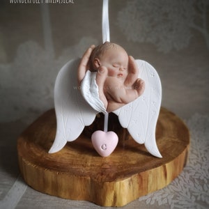 Baby Miscarriage Pregnancy Loss Infant Child Sculpture Heart Angel Wings Remembrance Memorial Personalised Custom Ornament Gift Bereavement