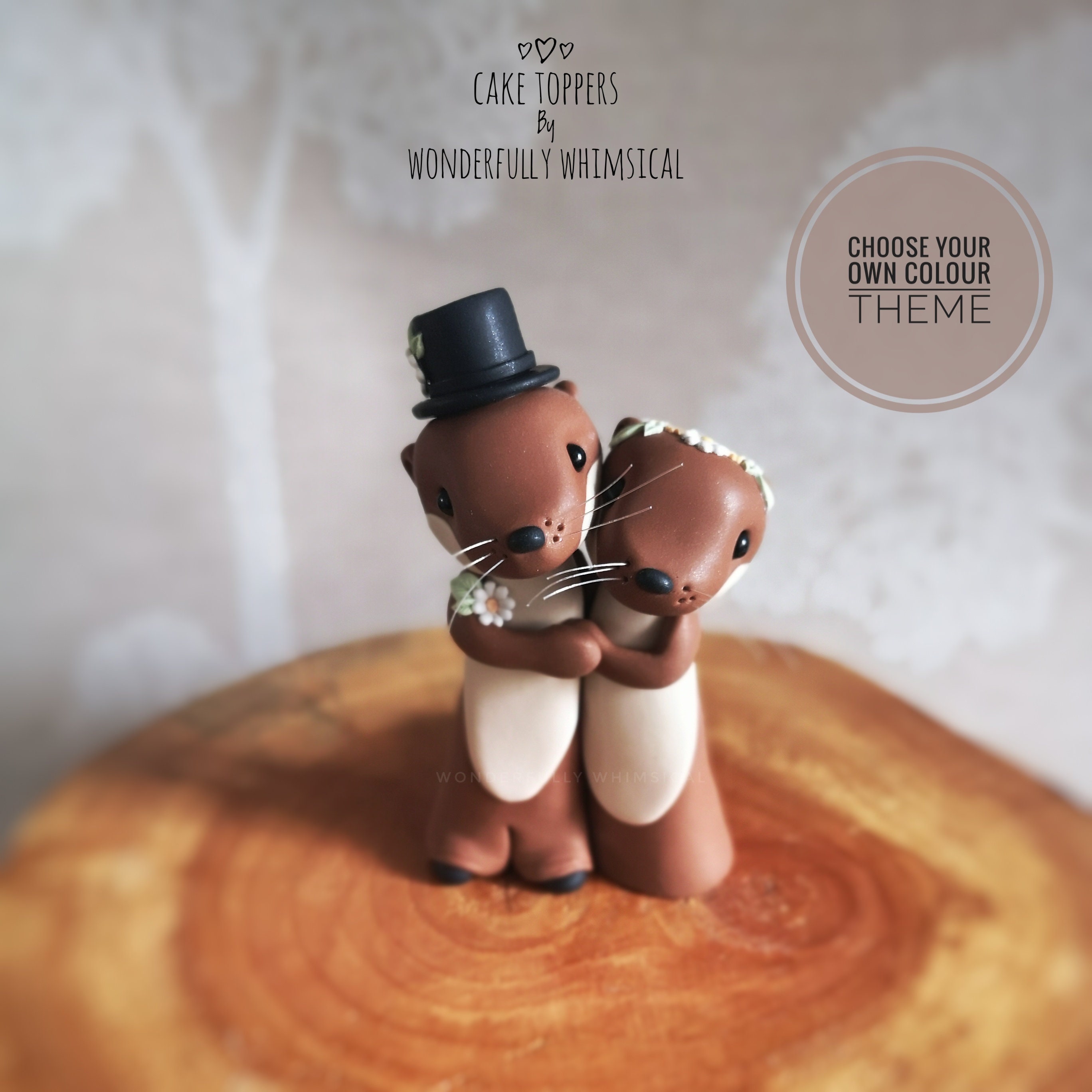 Otter Wedding Cake Topper Beaver Animal Handmade Clay Bride Groom Winter  Autumn Rustic Woodland Forest Sculpture Custom Keepsake Whimsical - Etsy  Israel, image size:2736x2736