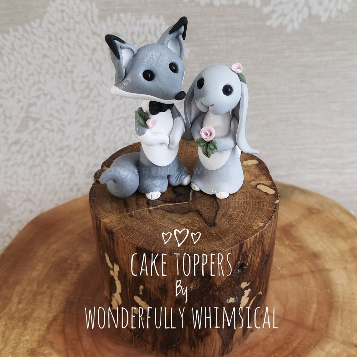 Wolf Bunny Rabbit Wedding Cake Topper Mini Animal Handmade - Etsy