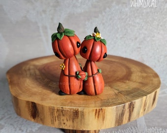 Pumpkin Wedding Cake Topper Mini Fall Autumn Winter Rustic Forest Woodland Decor Decoration Handmade Clay Keepsake Ornament Gift Hello Theme