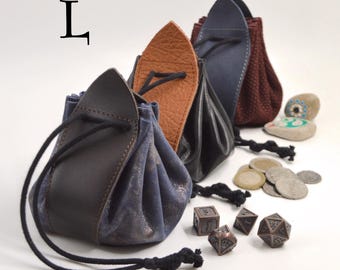 Medieval Leather Dice Pouch, Jewelry Bag, Unisex Hand Made Pouch, Leather Coin Wallet, Mens Coin Pouch, Medieval Leather Bag, Dice Bag