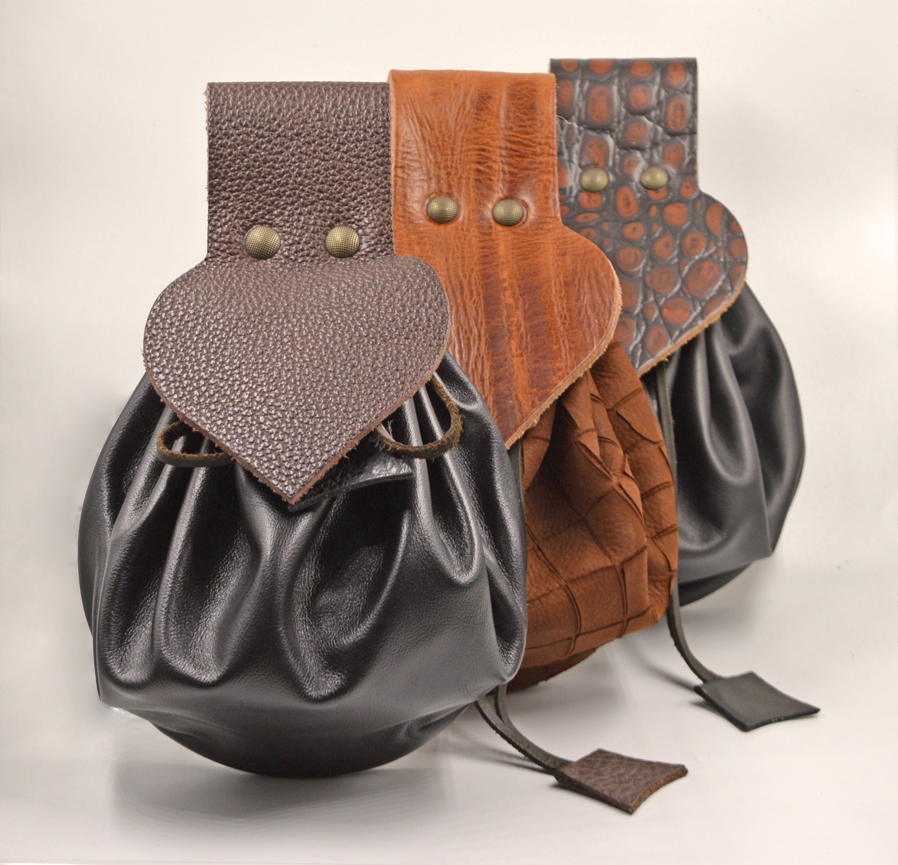 Leather Belt Bag, Hand Made Medieval Pouch, Leather Accessorie Bag, Leather String Pull Bag, Waist Bag, Leather Goods, Birthday Gift
