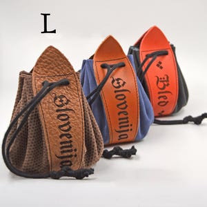 Pochette en cuir personnalisée, Pochette avec nom, Pochette pour pièces de monnaie, Pochette à bijoux, Pochette pour dés, Pochette D&D, Pochette pour runes, Pour lui, Pour elle, Cuir