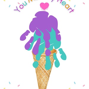 You Melt My Heart Ice Cream Cone Handprint Craft Template