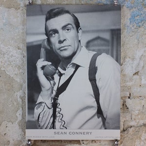 1995 James Bond Poster, Sean Connery as 007, &quot;From Russia with Love&quot;, monochrome, Ian Fleming, wall art decor