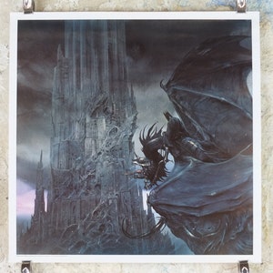1996 The Dark Tower and Nazgul Poster, von John Howe, from 999 Games, Ringwraiths, Mittelerde, Herr der Ringe, print wall art decor