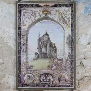 Poster vintage del Signore degli Anelli di Tolkien del 1976, di James Cauty, originale del 1976, Il Signore degli Anelli con Gandalf, Frodo e Sam, decorazione da parete fantasy