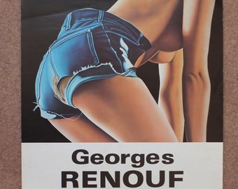 Vintage French poster Georges Renouf Art Concorde man cave mancave boys art nude denim topless wall art retro 1976 1970s