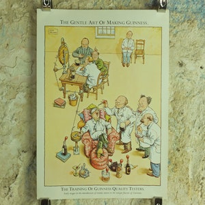 Original Vintage Gentle Art of Making Guinness Poster Training of Quality Tester Werbung Ale Irish Stout Beer Print Wandkunst Retro 1980er Jahre
