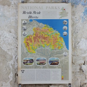 1970 North York Moors Poster, National Parks, Yorkshire, Cleveland Way, Carlton Bank, Travel and Tourism, walking trail, wall art decor