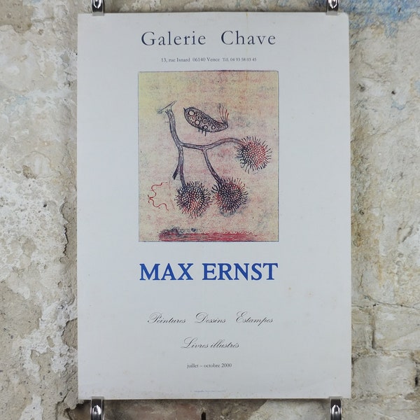 2000 Max Ernst Poster, paintings drawings prints, dada expressionism, artist gallery exhibition wall art decor