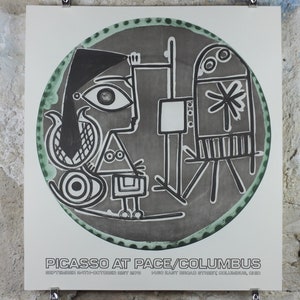 1978 Pablo Picasso Exhibition Poster, Jacqueline at her easel, Pace/Columbus, Dada Surrealism, artist gallery exhibition, wall art decor