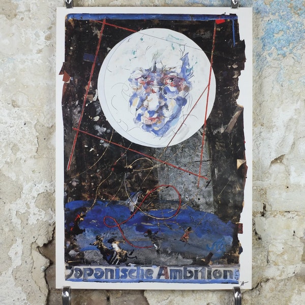 1993 Horst Janssen Poster, Japanische Ambition, Lithographie und Druckherstellung, Galerie Ausstellung Wand Kunst Dekor