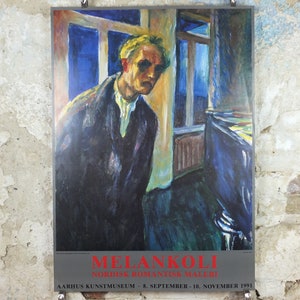 1991 Cartel de Edvard Munch, The Night Wanderer 1923 1924, Aarhus KunstMuseum, Expresionismo, Simbolismo, exposición en galería, decoración de arte mural